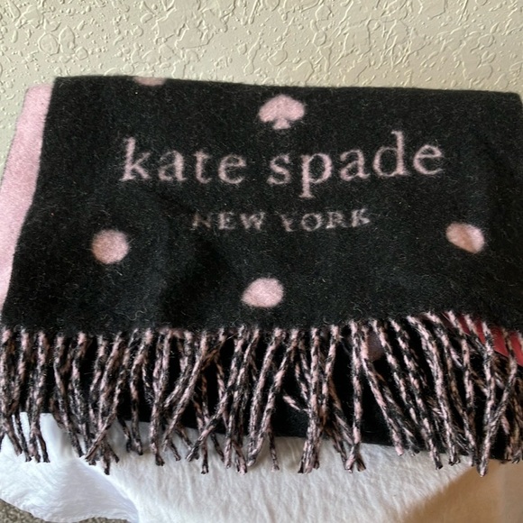 Kate Spade: Black & Pink Polka Dot Scarf- Wool/Cashmere Blend - Picture 1 of 14